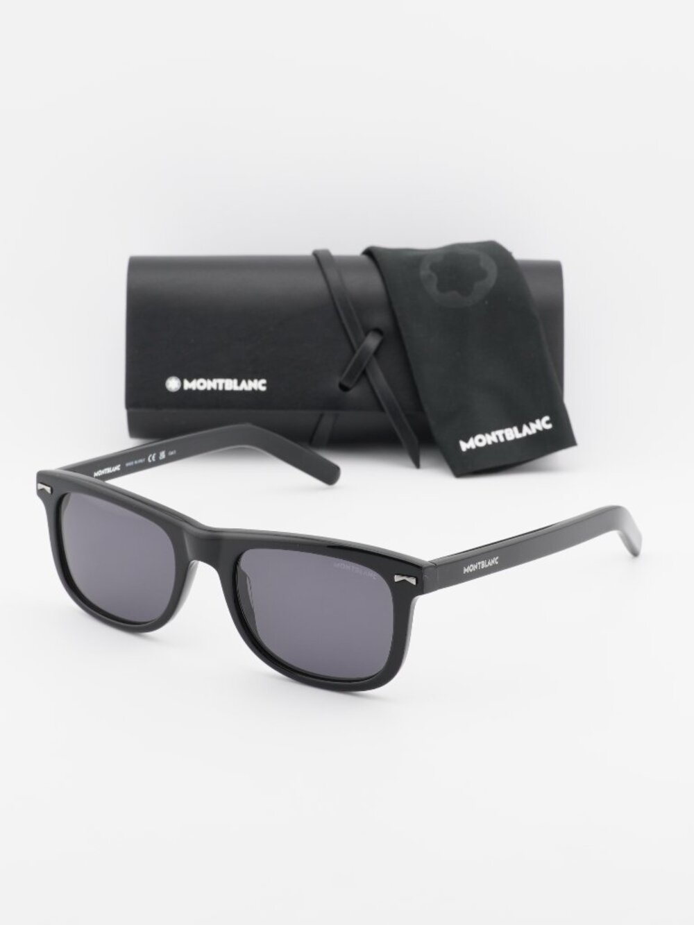 Montblanc MB0260S 001 Square Sunglasses - Black / Smoke